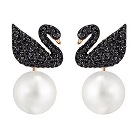 Swarovski Σκουλαρίκια κύκνος μαύρο