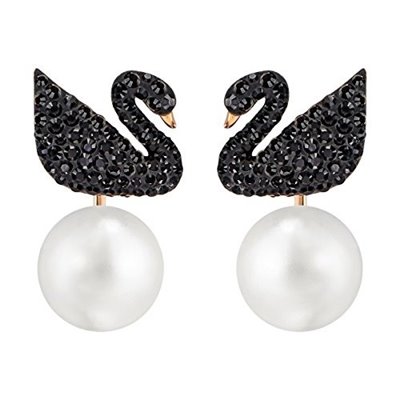 Swarovski Σκουλαρίκια κύκνος μαύρο