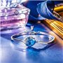 Kami Idea Γυναικείο βραχιόλι Φυλακιστής της αγάπης Bangle με μπλε κρύσταλλο από Swarovski λευκό επιχρυσωμένο