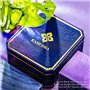 Kami Idea Γυναικείο βραχιόλι Φυλακιστής της αγάπης Bangle με μπλε κρύσταλλο από Swarovski λευκό επιχρυσωμένο