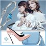 Kami Idea Γυναικείο βραχιόλι Φυλακιστής της αγάπης Bangle με μπλε κρύσταλλο από Swarovski λευκό επιχρυσωμένο