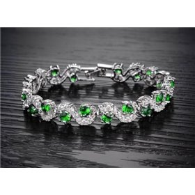 Crystalline Azuria Γυναικείο Βραχιόλι λευκόχρυσο με πράσινα Σμαράγδια