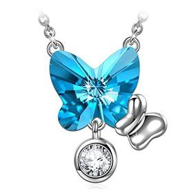 ANGEL NINA Γυναικείο Κολιέ Πεταλούδα σε ασήμι 925 με κρύσταλλα Swarovski