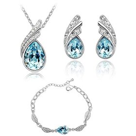 Crystalline Το όνειρο της Βενετίας Βραχιόλι Κολιέ Σκουλαρίκια με μπλε κρύσταλλα Swarovski