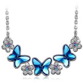 Kami Idea Χαρά της άνοιξης Γυναικείο κολιέ με Κρυστάλλους Swarovski Μπλε πεταλούδα