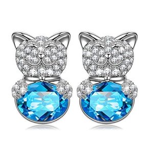 Kami Idea Lucky Cat Γυναικεία Σκουλαρίκια με Κρυστάλλους Swarovski