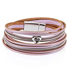Star Appeal Λιλά-γκρι βραχιόλι από δέρμα