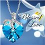 J Renee Love Heart κολιέ με κρύσταλλο Swarovski ευλογημένη αγάπη μπλε