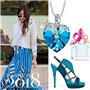 J Renee Love Heart κολιέ με κρύσταλλο Swarovski ευλογημένη αγάπη μπλε