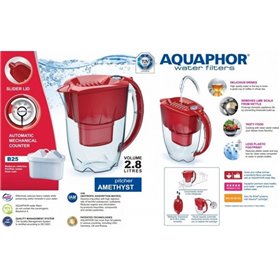 Κανάτα με φίλτρο νερού Aquaphor Amethyst κόκκινη AQ-109-RED