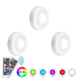 Σετ 3 Φώτα RGB LED με Τηλεχειριστήριο