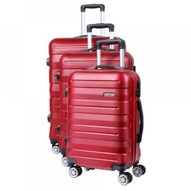 Σετ βαλίτσες με χειραποσκευή 3τμχ κόκκινες, Manoukian MAN-44-R