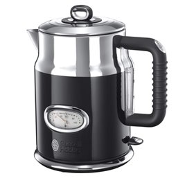 Russell Hobbs 21671-70 Ρολόι Classic Noir Ηλεκτρικός βραστήρας με ενσωματωμένο δείκτη θερμοκρασίας βρασμού νερού 2400 W Μαύρο