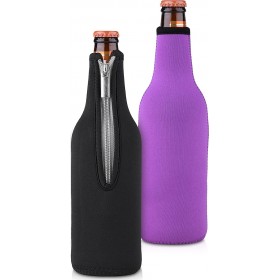 KWmobile Bottle Coolers Sleeves Ισοθερμική Θήκη για Μπουκάλια Μπύρας 330ml/500ml 2τμχ Μαύρο &amp Μωβ
