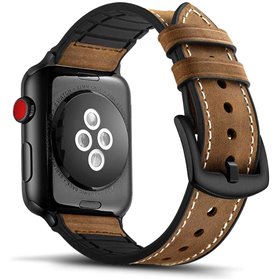 Tasikar Δερμάτινο Λουράκι Καρπού Καφέ-Σχεδιασμένο για το Apple Watch Σειρά 4/3/2/1(44mm)
