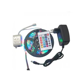 Αδιάβροχη αυτοκόλλητη ταινία LED RGB 3528 SMD 5m με χειριστήριο και τροφοδοτικό 12V3A 24947