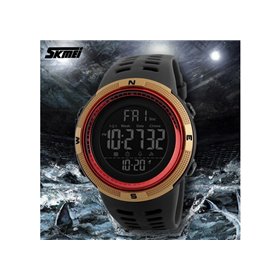 Smart Watch ρολόι με Βηματομετρητή και Bluetooth χειρός ανδρικό SKMEI 1250 GOLD/RED