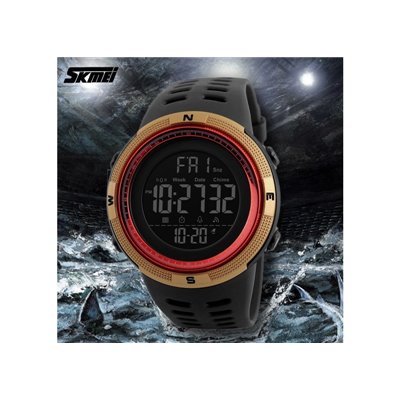 Smart Watch ρολόι με Βηματομετρητή και Bluetooth χειρός ανδρικό SKMEI 1250 GOLD/RED