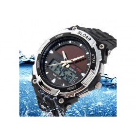 Αθλητικό ρολόι χειρός ηλιακής φόρτισης αδιάβροχο με LED ψηφιακή και αναλογική ώρα SKMEI 1049 Silver