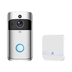 EKEN Δικτυακό κουδούνι πόρτας EKN-V5-SL, WiFi, Full HD Κάμερα, ασημί