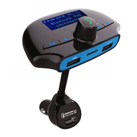 POWERTECH FM Transmitter με LCD οθόνη, QC 3.0, USB, SD, Bluetooth, μαύρο