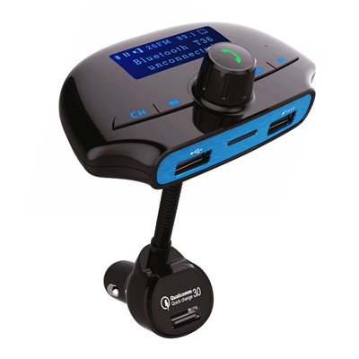 POWERTECH FM Transmitter με LCD οθόνη, QC 3.0, USB, SD, Bluetooth, μαύρο