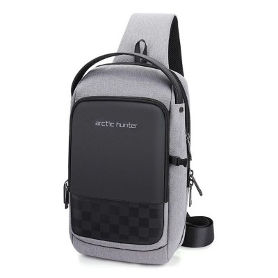 ARCTIC HUNTER Τσάντα Crossbody XB00105-BK, USB, αδιάβροχη, γκρι
