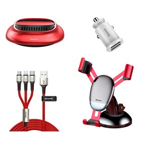 BASEUS σετ δώρου αξεσουάρ αυτοκινήτου TZNEW19-A, 4τμχ, κόκκινο