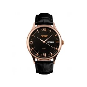 Ρολόι χειρός ανδρικό SKMEI 9091 BLACK LEATHER