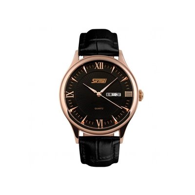 Ρολόι χειρός ανδρικό SKMEI 9091 BLACK LEATHER