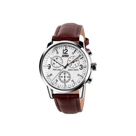 Ρολόι χειρός ανδρικό SKMEI 9070 WHITE LEATHER