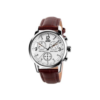 Ρολόι χειρός ανδρικό SKMEI 9070 WHITE LEATHER