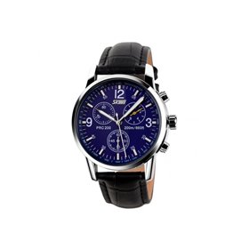 Ρολόι χειρός ανδρικό SKMEI 9070 BLACK/BLUE LEATHER