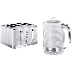 Russell Hobbs 24380 Inspire High Gloss πλαστικό φρυγανιέρα για Τέσσερις φέτες, λευκό με βραστήρα
