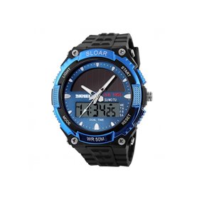 Αθλητικό ρολόι χειρός ηλιακής φόρτισης αδιάβροχο με LED ψηφιακή και αναλογική ώρα SKMEI 1049 BLUE