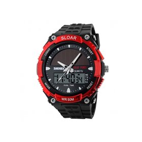 Αθλητικό ρολόι χειρός ηλιακής φόρτισης αδιάβροχο με LED ψηφιακή και αναλογική ώρα SKMEI 1049 RED