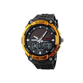 Αθλητικό ρολόι χειρός ηλιακής φόρτισης αδιάβροχο με LED ψηφιακή και αναλογική ώρα SKMEI 1049 GOLD