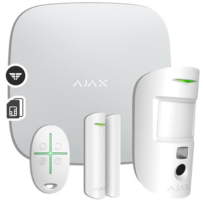 Σετ κεντρικής μονάδας IP & Dual Sim , σε λευκό χρώμα. AJAX SYSTEMS - WHITE STARTER KIT CAM