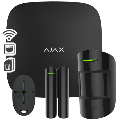 Σετ κεντρικής μονάδας IP, Wifi & Dual Sim σε μαύρο χρώμα. AJAX SYSTEMS - BLACK STARTER KIT PLUS