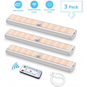 Fansteck led φώτα με αισθητήρα κίνησης 4000 K θερμό λευκό πακέτο 3 τμχ με τηλεχειριστήριο