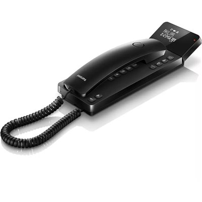 Philips M110B/GRS Μαύρο Ενσύρματο τηλέφωνο γόνδολα με οθόνη και ανοιχτή ακρόαση συμβατό με ακουστικά βαρηκοΐας