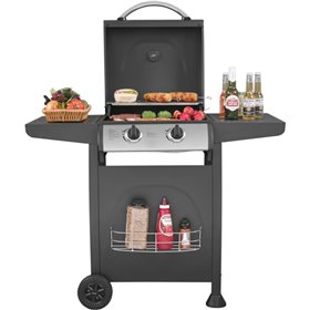 Kalorik GBBQ 1003 Ψησταριά υγραερίου με 2 εστίες, ρόδες και θερμόμετρο στο καπάκι 6 KW