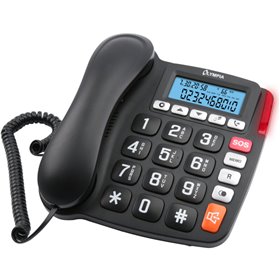 Olympia 4520 Ενσύρματο τηλέφωνο για ηλικιωμένους με φωτιζόμενη οθόνη, μεγάλα πλήκτρα, συμβατό με ακουστικά βαρηκοΐας, ανοιχτή ακ