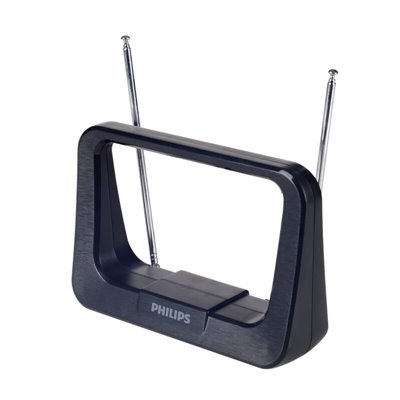 Philips SDV1226/GRS Κεραία τηλεόρασης HDTV/4K/UHF/VHF/FM εσωτερικού χώρου με ενισχυτή 28 dB και φίλτρο GSM  – 17 x 12 cm