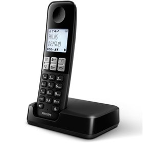 Philips D2501B/GRS Μαύρο (Ελληνικό Μενού) Ασύρματο τηλέφωνο με ανοιχτή ακρόαση, φωτιζόμενη οθόνη, φραγή κλήσεων και 50 μνήμες