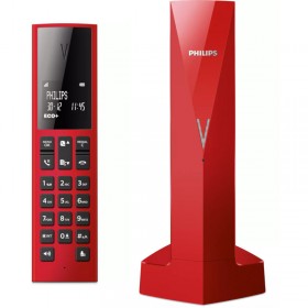 Philips M3501R/GRS Κόκκινο (Ελληνικό Μενού) Ασύρματο τηλέφωνο με ανοιχτή ακρόαση, φωτ. οθόνη, φραγή κλήσεων, 50 μνήμες και micro