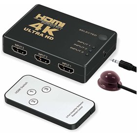 Osio HDVS-301 HDMI switch 3 σε 1, 4K με τηλεχειριστήριο και μάτι