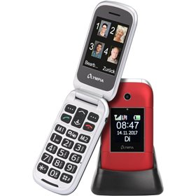 Olympia JANUS GR Κόκκινο (Ελληνικό Μενού) Κινητό τηλέφωνο για ηλικιωμένους με κουμπί SOS, Bluetooth και 2 οθόνες