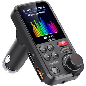 Akai FMT-93BT FM transmitter με Hands Free, QC φορτιστή αυτοκινήτου, Bluetooth, Aux-In / Out, micro SD, και 2 USB