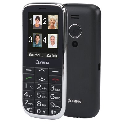 Olympia JOY II Black GR (Ελληνικό Μενού) Κινητό τηλέφωνο για ηλικιωμένους με κουμπί SOS, κάμερα και Bluetooth